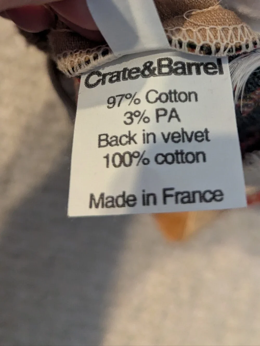 CRATE & BARREL Vintage Skier Tapestry Pillow Made In France